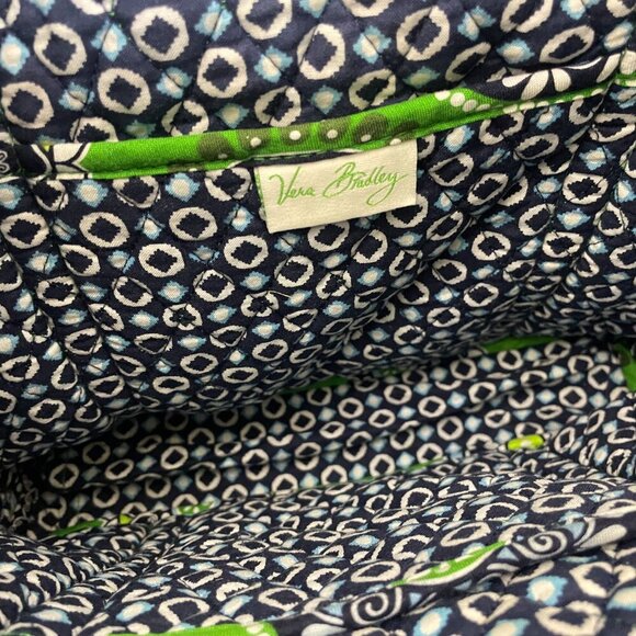 Vera Bradley Floral Circle Green/Navy Shoulder Tote Bag 12"x11"! - Picture 3 of 4